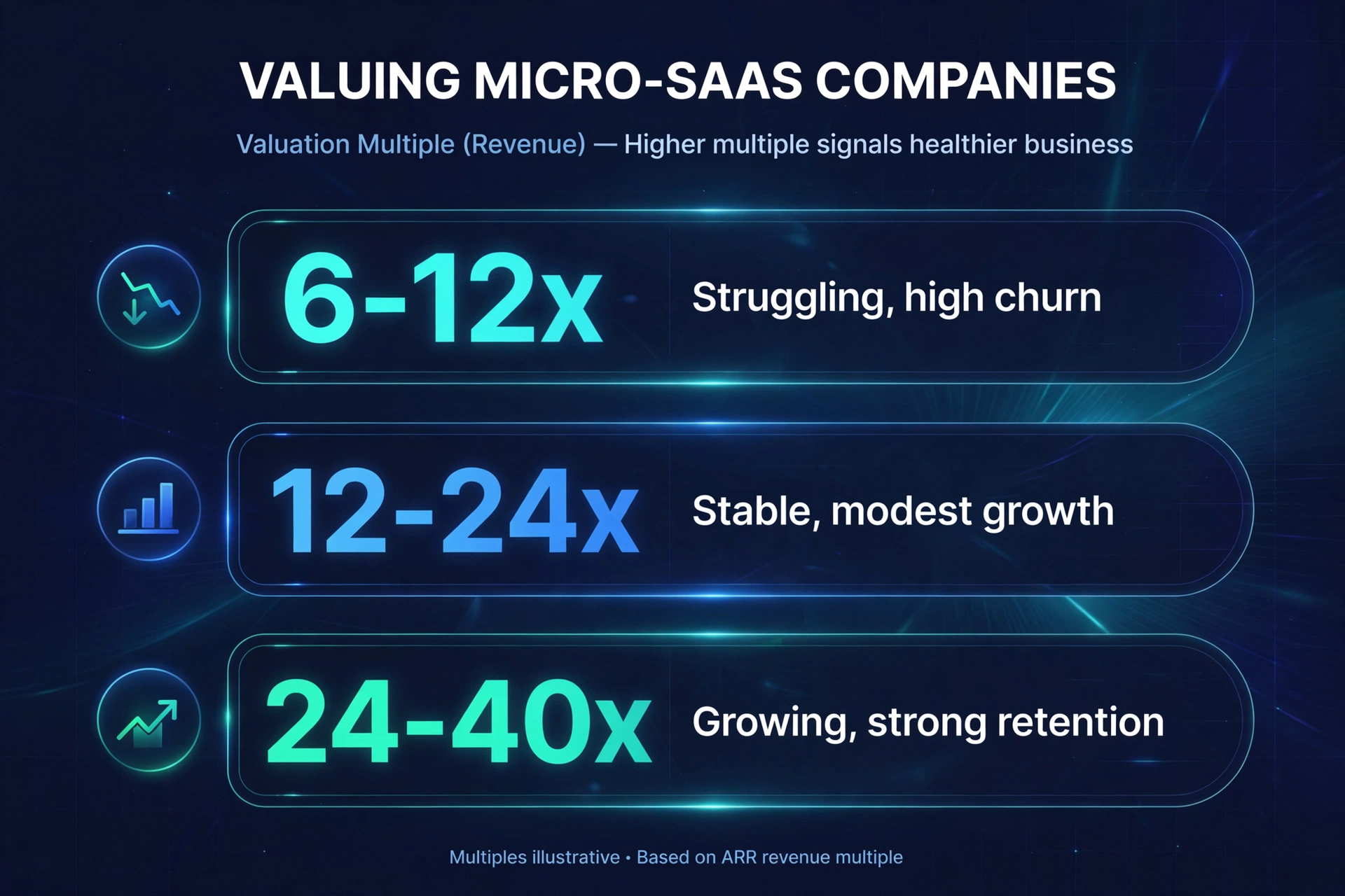 MRR valuation multiple ranges infographic