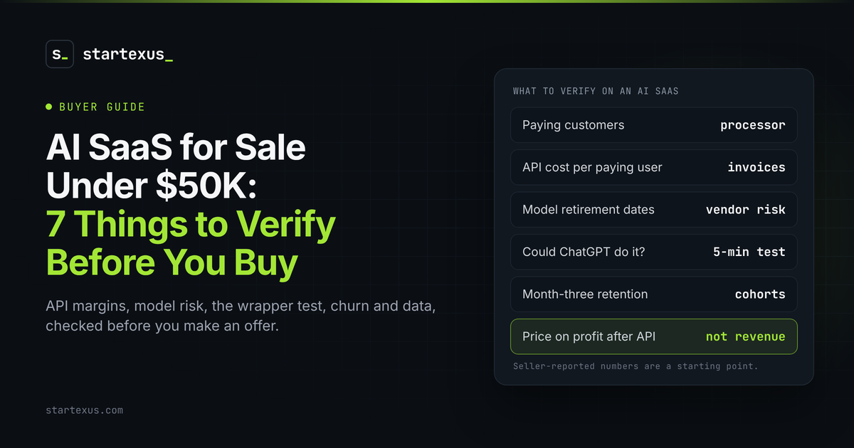 AI SaaS for Sale Under $50K: 7 Things to Verify Before You Buy