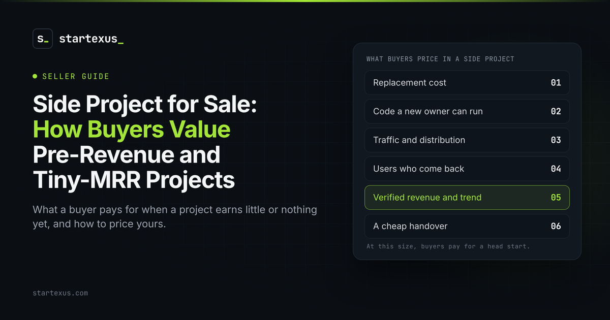 Side Project for Sale: How Buyers Value Pre-Revenue and Tiny-MRR Projects